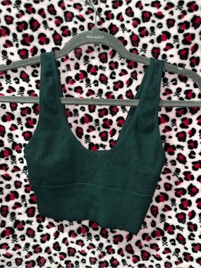 Aeropostale Dark Green Ribbed Scoop Sports Bra